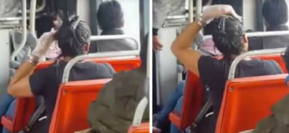 Una mujer en pleno viaje en movimiento se aplicó nada menos que un tinte para cabello.