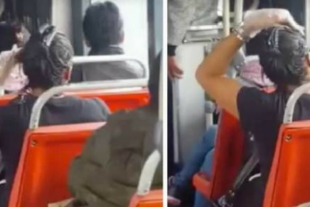 Una mujer en pleno viaje en movimiento se aplicó nada menos que un tinte para cabello.