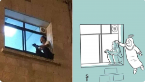 Joven escala a la ventana del hospital para ver a su mamá enferma de Covid-19