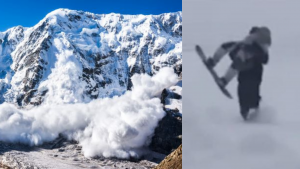 Captan video de padre protegiendo a su hijo de una avalancha